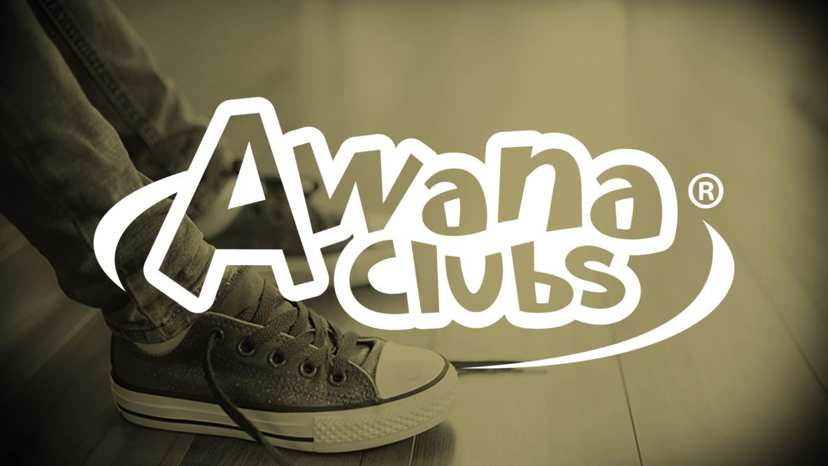 Children's sneaker with large Awana logo overlay